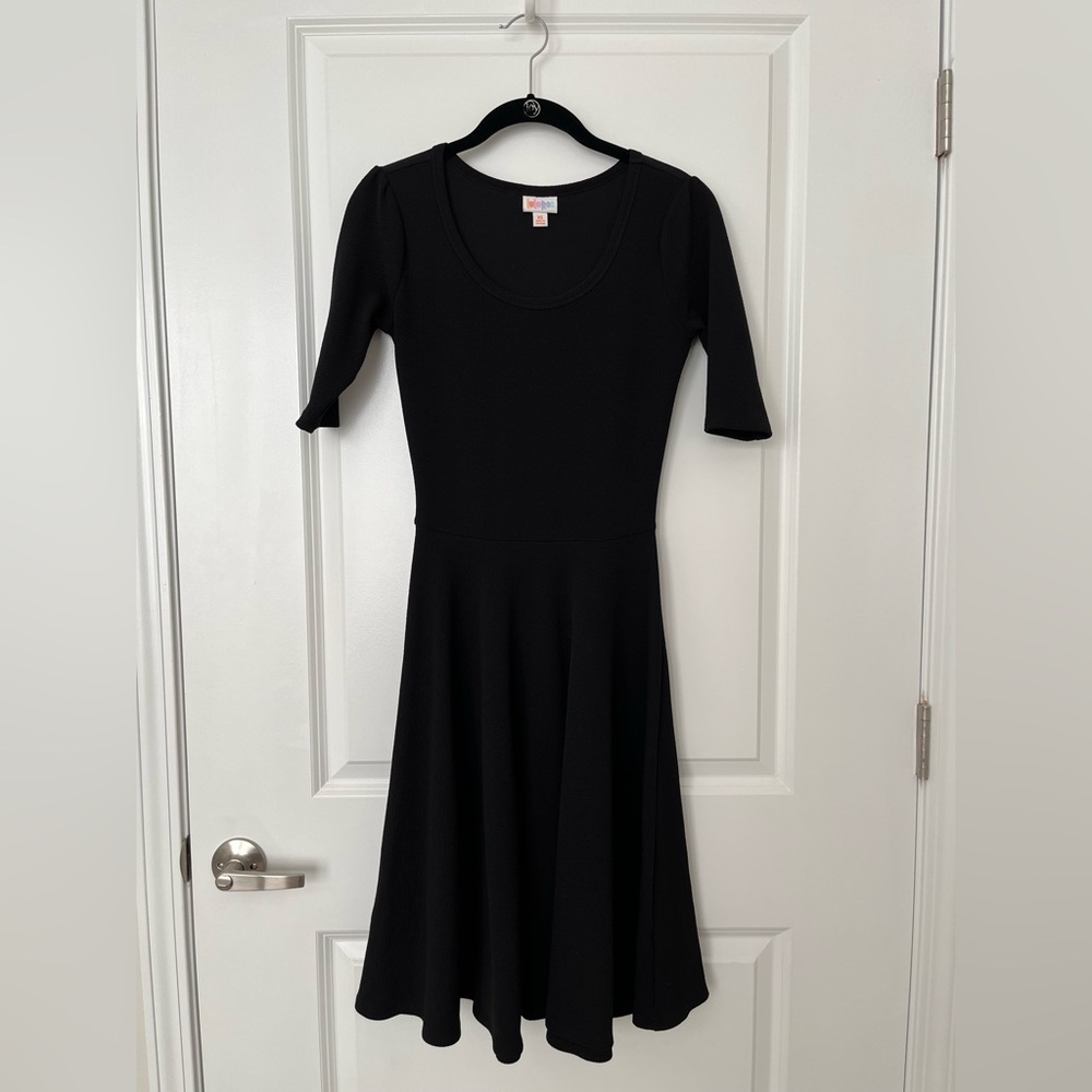 textured black LuLaRoe Nicole dress